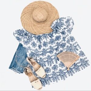 Embroidered off the shoulder ruffle top Size 3X